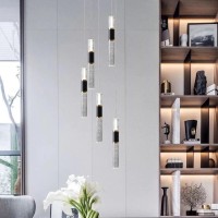 Embring 5Light Modern Pendant Lights Kitchen Island Lighting Fixture Dimmable Mordern Led Pendant Light With Remote Black Gold