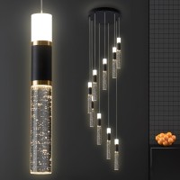 Embring Modern Chandelier Dimmable Black Gold Led Chandelier For High Ceilings Chandelier Modern Foyer Chandeliers Entryway High