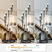 Embring Modern Chandelier Dimmable Black Gold Led Chandelier For High Ceilings Chandelier Modern Foyer Chandeliers Entryway High