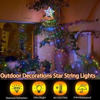 Sqianitl Christmas Decoration Outdoor Star String Lights,11.5Ft Christmas Tree Lights Easy Installation Waterproof Christmas Lights For Yard Garden Indoor Outdoor (Multi-Colored)