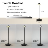 Uboory Led Table Lamps,Rechargeable Led Touch Bar Lamp, Portable Battery Desk Lamp,2 Level Brightness Dimmable Night Light,Minimalist Design, For Living Room/Restaurant/Couple Dinner/(Black)