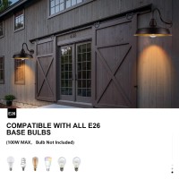 Diyel Dusk To Dawn Gooseneck Barn Lights Outdoor 16 Inch Dome Large Farmhouse Exterior Light Fixtures Wall Mount Industrial Ou