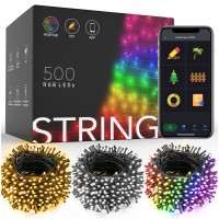 Smart Outdoor Christmas Lights, 164Ft 500 Led Custom Christmas Tree Lights, Bluetooth Color Changing Christmas String Lights, 23 Preset Modes, Dimmable Schedule Ip44 Waterproof For Holiday Xmas Decor