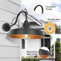 Diyel Dusk To Dawn Gooseneck Barn Light Outdoor 16 Inch Dome Large Farmhouse Exterior Light Fixture Wall Mount Industrial Outd