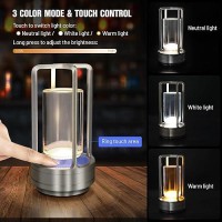 Cordless Table Lamp For Outdoor Indoor Portable Metal Desk Lamp Rechargeable Led Crystal Lantern Lamp 3 Color Stepless Dimmin