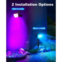 Physhy Solar Spot Lights Outdoor7 Modes Color Changing Solar Landscape Lightsip67 Solar Spotlights Outdoor Waterproofrgb Sola