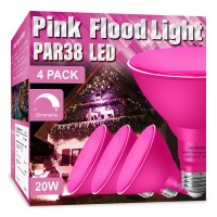 Gonhom 4 Pack Par38 Pink Flood Lights Outdoor,Dimmable Flood Pink Light Bulb,20W(Equivalent To 200W),E26 Base Pink Led Light,Christmas Light Bulbs,Outdoor Porch,Holiday Lighting,Pink Flood Light Bulb