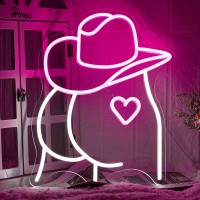 Lmsignly Cowboy Hat Neon Sign Buttocks Led Sign For Wall Decor Usb Powered Pink White Sexy Neon Light For Gameroom Bedroom Liv