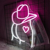 Lmsignly Cowboy Hat Neon Sign Buttocks Led Sign For Wall Decor Usb Powered Pink White Sexy Neon Light For Gameroom Bedroom Liv