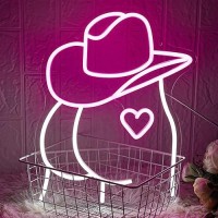 Lmsignly Cowboy Hat Neon Sign Buttocks Led Sign For Wall Decor Usb Powered Pink White Sexy Neon Light For Gameroom Bedroom Liv