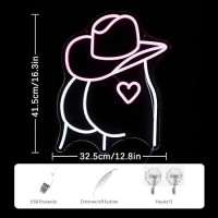 Lmsignly Cowboy Hat Neon Sign Buttocks Led Sign For Wall Decor Usb Powered Pink White Sexy Neon Light For Gameroom Bedroom Liv