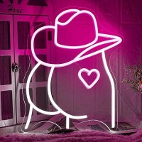 Lmsignly Cowboy Hat Neon Sign Buttocks Led Sign For Wall Decor Usb Powered Pink White Sexy Neon Light For Gameroom Bedroom Liv