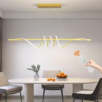 Modern Design Dimmable Desk Linear Pendant Light With Remote Control Dimmable 3 Color Mode Brightness Ceiling Lamp Antiflic