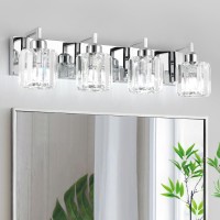 Wilon Bathroom Vanity Light Fixtures 4 Light Modern Crystal Vanity Light Over Mirror Chrome Bathroom Light Fixtures Crystal Van