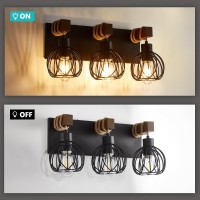 Farmhouse Bathroom Light Fixtures 3 Light Wood Bathroom Lights Over Mirror Rustic Rattan Black Vanity Light With Globe Metal L