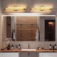 Hahzt Modern Bathroom Vanity Light Brushed Gold 27 Inch 28W Dimmable Led Bath Bar Light Fixtures Over Mirror Wall Sconce Pict