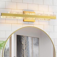 Hahzt Modern Bathroom Vanity Light Brushed Gold 27 Inch 28W Dimmable Led Bath Bar Light Fixtures Over Mirror Wall Sconce Pict