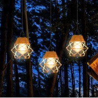 3Er Pack Battery Operated Pendant Light Indoor Chandelier Hanging Lamp With Remote Control Timer Led Bulbs Boho Rattan Shade Outdoor Lantern For Gazebo Porch Patio Backyard Powered By 4*Aa Batteries