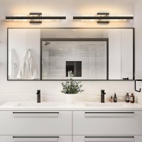 Hahzt Modern Bathroom Vanity Light Matte Black 27 Inch 28W Dimmable Led Bath Bar Light Fixtures Over Mirror Wall Sconce Pictu