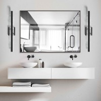 Hahzt Modern Bathroom Vanity Light Matte Black 27 Inch 28W Dimmable Led Bath Bar Light Fixtures Over Mirror Wall Sconce Pictu