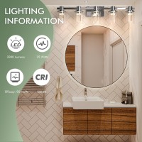 Quntis Chrome Bathroom Vanity Light Fixture 5Light Led Lighting Fixtures Over Mirror 5 Cct Modern Bathroom Vanity Light With