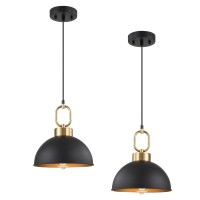 Farmhouse Pendant Light Fixture 2 Pack Space Saving Industrial 102 In Hanging Light Matte Black With Gold Handle Adjustable