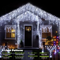 (New) Christmas Lights Outdoor, Christmas Decoration Lights, 204 Leds 13.8Ft Icicle Lights With 8 Modes, 12 Drops Remote Controlled Hanging Lights For Outdoor Eaves, House, Garden, Yard - White