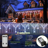 (New) Christmas Lights Outdoor, Christmas Decoration Lights, 204 Leds 13.8Ft Icicle Lights With 8 Modes, 12 Drops Remote Controlled Hanging Lights For Outdoor Eaves, House, Garden, Yard - White