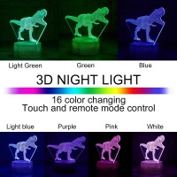 Aolalow Dinosaur Night Light For Boys Dinosaur Lamp Dinosaur Light Dinosaur Toys Dino Lamp 3D Illusion Night Lamp Led Table