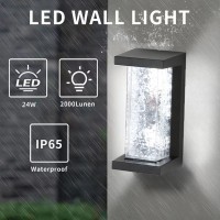 Wrasse Outdoor Proch Wall Lights,24W Exterior Wall Sconce Light Fixtures,3-Color-Changeable Wall Mounted Lamps,Matte Black Porch&Patio Light For Hallway Stairs Gardens