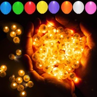 50 Pcs Led Orange Balloon Light Mini Tiny Led Light Small Round Led Ball Lamp For Paper Lantern Indoor Outdoor Fun Birthday Eve