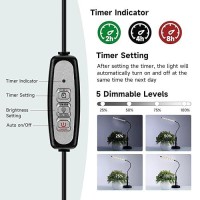 Desk Grow Lights For Indoor Plants Full Spectrum Table Top Grow Light Growth Lamp With Automatic Timer 5 Dimmable Levels Height