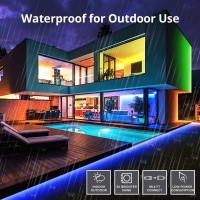 164Ft Waterproof Strip Lights Outdoor Dream Color Chasing Rope Light With Remote Music Sync Light Strip Connectable Dimmable