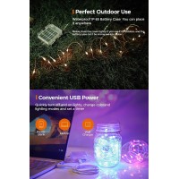 50Ft Fairy Lights Plug In 21 Colors 15 Modes Rgbwarm White Color Changing String Lights150Led Twinkle Lights With Remote Out