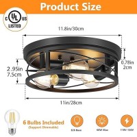 Feanron Flush Mount Ceiling Light Fixture Black 3Light Hallway Light Fixtures Ceiling Light Fixtures Ceiling Mount For Farmho