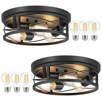 Feanron Flush Mount Ceiling Light Fixture Black 3Light Hallway Light Fixtures Ceiling Light Fixtures Ceiling Mount For Farmho