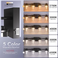 Quntis 3 Light Bathroom Light Fixtures Black 175 Inch Bathroom Vanity Light With Bubble Glass Shade 27006500K Modern Led Bat