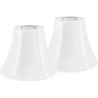 Bell Lamp Shades Set Of 2 Silvery White Lampshades 59 Top X 134 Bottom X 106 High Hand Crafted Spider Fitter