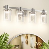 Quntis Bathroom Light Fixtures Bathroom Vanity Light 4Light Brushed Nickel Bathroom Lighting Fixtures Over Mirror With Bubble