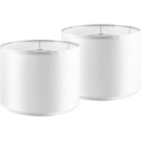 Papaya Set Of 2 Medium Lampshade Silvery White Drum Lamp Shade For Table Lamps And Floor Lamps Spider Fitter 13 Top X 13 Bot