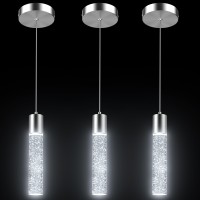 Esfos Pendant Lights Kitchen Island 3 Pack 6500K Modern Kitchen Island Lights Ceiling Lighting Fixtures With Crystal Bubble In