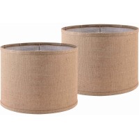 Papaya Lampshade Set Of 2 Drum Fabric Shades For Table And Floor Lamps 13 Top X 13 Bottom X 10 High Brown Spider Lamp Sha