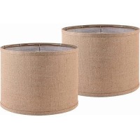 Papaya Lampshade Set Of 2 Drum Fabric Shades For Table And Floor Lamps 13 Top X 13 Bottom X 10 High Brown Spider Lamp Sha