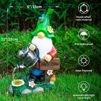 Mopha Garden Gnomes Statues Outdoor Decor With Watering Can Solar Lights Resin Figurines Outside Decoration For Patio Yard Lawn