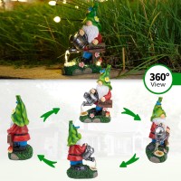 Mopha Garden Gnomes Statues Outdoor Decor With Watering Can Solar Lights Resin Figurines Outside Decoration For Patio Yard Lawn