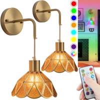 Slywise Battery Operated Wall Sconce Wireless Wall Sconces Set Of Two Battery Operated Rgb Color Changing Dimmable Battery Ope