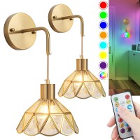 Slywise Battery Operated Wall Sconce Wireless Wall Sconces Set Of Two Battery Operated Rgb Color Changing Dimmable Battery Ope