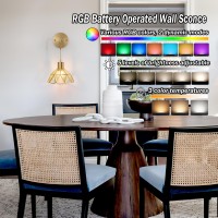 Slywise Battery Operated Wall Sconce Wireless Wall Sconces Set Of Two Battery Operated Rgb Color Changing Dimmable Battery Ope