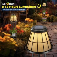 454 Metal Outdoor Solar Floor Lamps 2 Pack Waterproof Solar Lantern Lights With 2 Plant Stand Solar Lights Plant Stand For