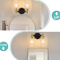 Alaislyc 2 Light Bathroom Wall Light Fixtures Black Bathroom Wall Sconce With Clear Glass Lights Over Mirror Vanity Lights E26 B